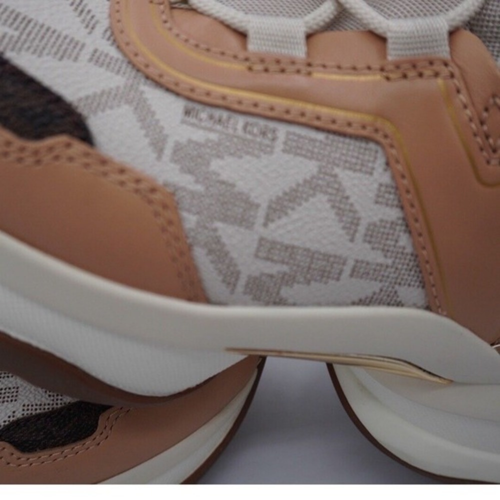 Michael Kors Olympia Trainer Sneakers Vanilla‎ Tan MK Logo 11M Retro Chic 37-01 - Picture 13 of 15